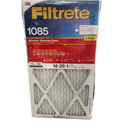 Filtrete 1085 Allergen Defense Extra Air Filters 14x25x1 Pack of 2 - Image 1 of 2