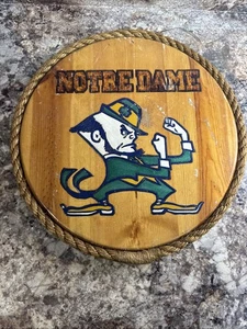 Vintage 15 Inch Notre Dame Fighting Irish Faux Barrel Top Sign W/ Rope Nautical - Picture 1 of 10