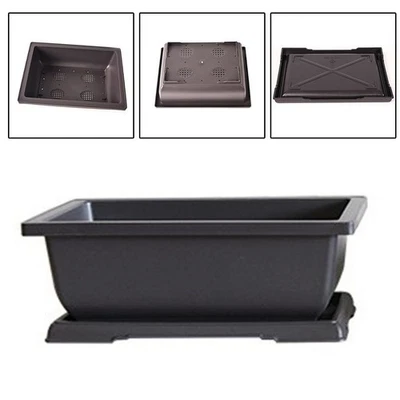 Garden Indoor Space Rectangular Plastic Flower Pot Matching Tray Included - Image 1 of 4