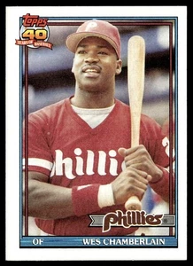1991 Topps Wes Chamberlain Philadelphia Phillies #603 - Imagen 1 de 2