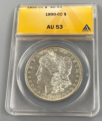 1890 CC Carson City Morgan plata $1 ANACS AU53 mejor fecha L23521 Foto 1 de 4