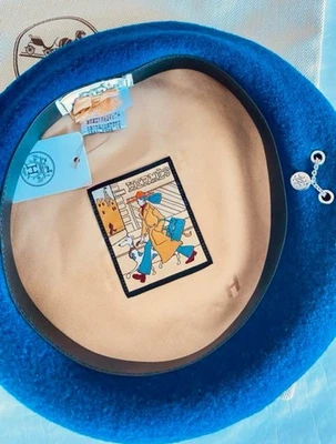 HERMES Beret Hat Navy Blue Size 58 NEW - Image 1 of 4