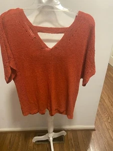 Apt.9 Mujer Blusa Tejida Manga Corta Naranja Quemado Informal Oficina Otoño Recorte Med - Imagen 1 de 10