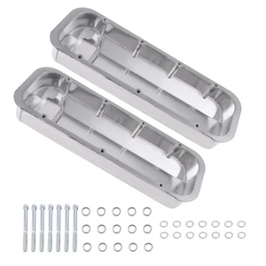 2x Fabricated Aluminum Valve Covers Center Bolt For Big Block Chevy 402 427 454 - Picture 1 of 11