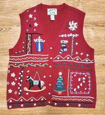 Chaleco Suéter Vintage Reliquia Coleccionables Mujer XL Navidad Invierno Años 90 Y2K Foto 1 de 4