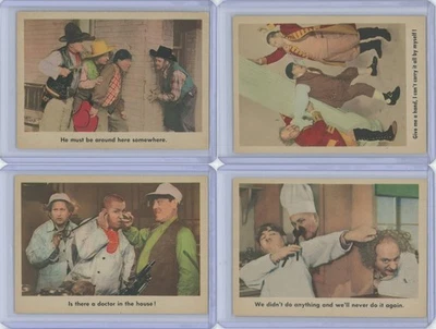 1959 Fleer 3 Three Stooges – (Set Of 4) Gray Back Cards – Ungraded - Rare! - Image 1 of 2