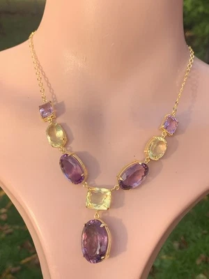 9ct gold On silver amethyst & Citrine incredible large pendant necklace 35.1 G - Image 1 of 4