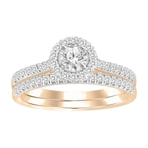 Ladies Bridal Set 0.50ct Round Natural Diamond 14k Rose Gold - Picture 1 of 1