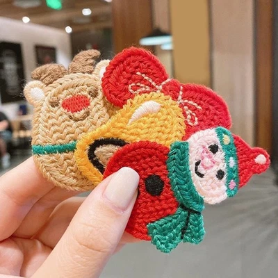 Ciervo Papá Noel Tejido Horquilla Brazalete Clip Lateral Navidad Accesorios para el Cabello X Foto 1 de 4