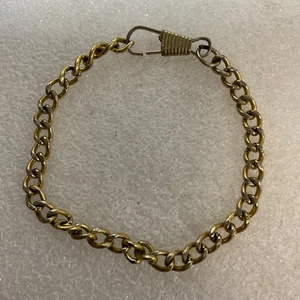 Vintage Gold Tone Curb Chain Bracelet 7.5" Safety Clasp 9.15g Unisex Jewelry - Bild 1 von 9