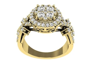 VS1 F 1.25Ct Natural Round Cut Diamond Solitaire Anniversary Ring 14K Solid Gold - Picture 1 of 11