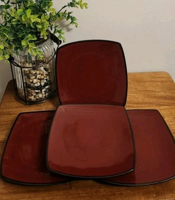 Gibson Square Soho Lounge Red Set/4 Square Salad Plates 7½" EUC  - Image 1 of 4