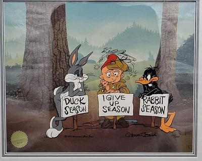 Chuck Jones Signed I Give up Season Rabbit / Duck Season 1993 Ltd Ed Cel 117/500 - Image 1 of 4