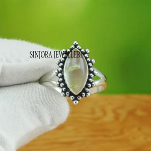 Anello regalo fatto a mano in argento sterling 925 con pietra prehnite misura USA da 5 a 13 - Foto 1 di 4