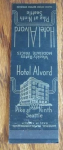 SEATTLE, WASHINGTON: ALVORD HOTEL 1950s MATCHBOOK MATCHCOVER -E - Picture 1 of 2