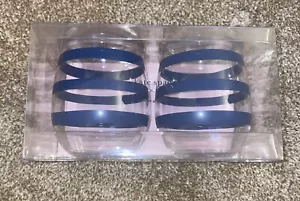 Kate Spade New York Stemless Wine Glass Set Blue Stripes Acrylic 14 Oz - Picture 1 of 4