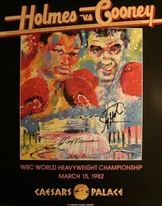 Leroy Neiman - Póster de boxeo firmado 1982 ""Larry Holmes vs Gerry Cooney - Imagen 1 de 2