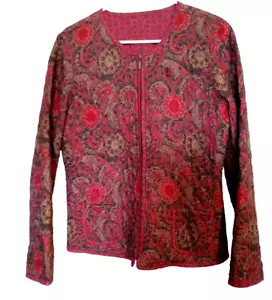 Provence D’amour Size Med. REVERSIBLE Solid /Floral Cotton Quilted Jacket India - Picture 1 of 10