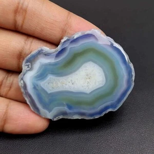 Blue Agate Slice Druzy Geode Cabochon Designer Natural Gemstone 125 Cts SD-137 - Picture 1 of 5