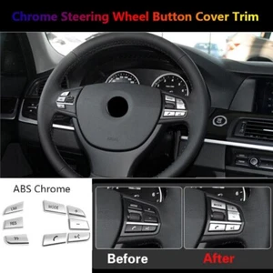 Chrome Steering Wheel Button Cover Trim For BMW 5 6 7 GT F01 F02 F06 F07 F10 F12 - Bild 1 von 11