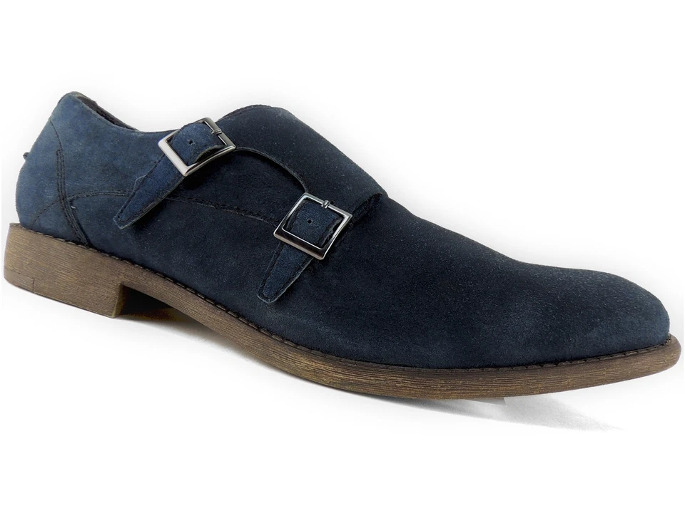 Mocasines Kenneth Cole Reaction para hombre diseño 20644 correa monje gamuza azul marino talla 11 M Foto 1 de 4