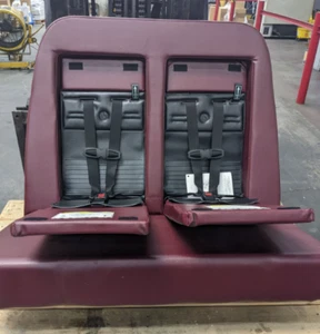 39" Bus Bench Seat Integrated Child Seat Burgundy Proform PII Blue Bird 0076403 - Picture 1 of 7