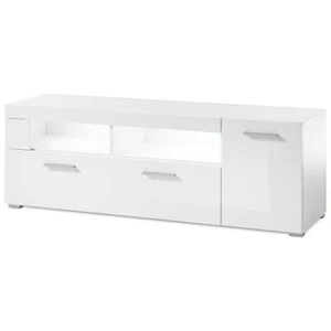 TV-Lowboard Hochglanz weiß 140cm Fernsehtisch Fernsehschrank TV HiFi Rack Board - Bild 1 von 6