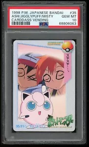 Pokemon Japanese Carddass 1998 035 Ash Jigglypuff Misty 35 Card PSA 10 68806063 - Picture 1 of 2
