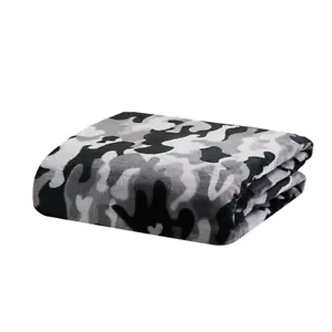 Soft, Gray Camo, XL Oversized Throw Blanket for Kids, 72 X 50 Inches Breathable - Picture 1 of 4