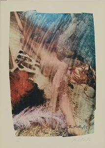 MIMMO ROTELLA - Sensualità serigrafia certificata nudo donna pop art 50x70 piume - Foto 1 di 2