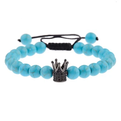 Moda Hombres Pulsera Corona Circonita cúbica Cuentas Cuentas Piedra Howlita Natural Pulseras Foto 1 de 4