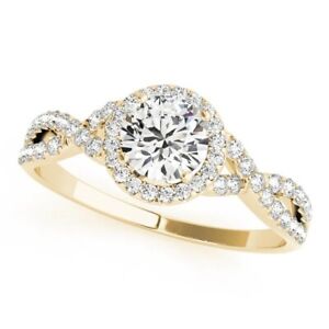 1.45 Carat IGI GIA Lab Created Diamond Engagement Ring Round Cut 14K Yellow Gold