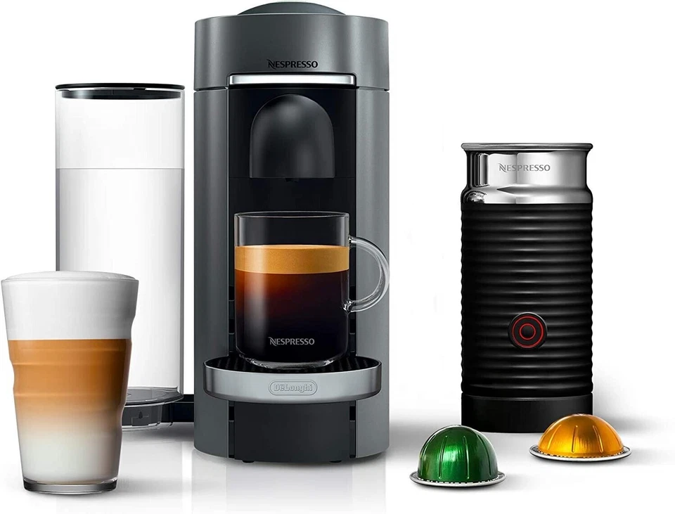 Nespresso Vertuo Plus & Aeroccino3 with Milk Frother DeLonghi - Titan (ENV155TAE)