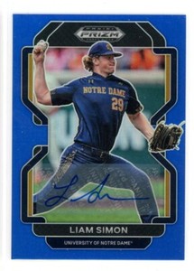 LIAM SIMON 2022 PANINI PRIZM BLUE REFRACTOR AUTO SP /99