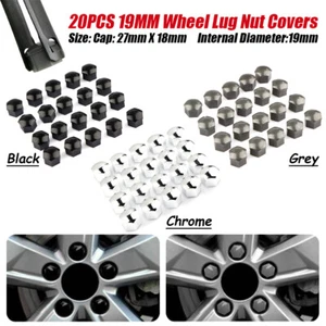 19MM Car Wheel Nut Covers Wheel Hub Nut Lug Nut Bolt Cap Cover Hook+Removal Tool - Picture 1 of 16