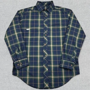 Camicia Cabela's uomo M blu flanella quadri manica lunga tasche outdoor campeggio nuova senza etichette - Foto 1 di 14