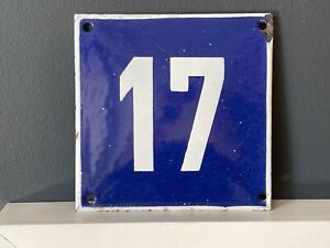 Number 17 Vintage Enamel House Numbers Made in Europe House Number Room Hotel 