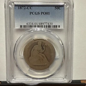 1872 CC Seated Liberty Half Dollar P 1 LOWBALL REGISTRY POP OF 6 - Picture 1 of 4