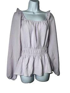 Nine West Top Womens Medium Tunic Boho Peasant Smocked NWT Long Sleeve Easter - Picture 1 of 10