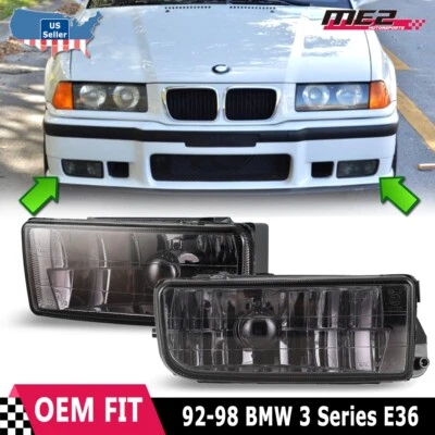 Fog Lights 1992-1998 For BMW 3 Series E36 M3 Front Bumper Lamp Smoke Lens Pair — 第 1/4 张图片