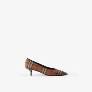 Authentic BURBERRY Women's Brown ALLY 40 Check Low Heel Pumps 9.5 US 39.5 EU - Picture 1 of 15