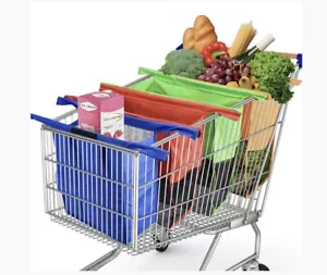 Reusable Shopping Grocery Bags for Trolley Grocery Carts 4 pack set - Picture 1 of 5