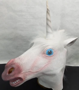 Horse Mask Unicorn Mask Funny Latex Adult Animal Head Mask Cosplay Costume White - Picture 1 of 4