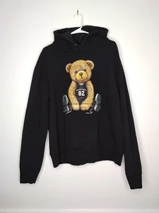 DOMREBEL Play Black Pullover Hoodie Men's Medium Bear Basketball - Picture 1 of 5