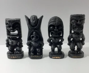 Hawaiian Tiki God Resin Figurines Kanaloa - Kane - Ku - Lono - 4" Tall Set of 4 - Picture 1 of 12