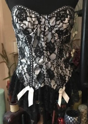 Frederick's корсет бюстье оборки юбка банты Shapewear белье с 4 подвязками - Изображение 1 из 4