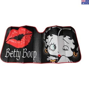 Stylish Black Accordion Windshield Sunshade - Betty Boop Design for All Vehicles - Picture 1 of 3