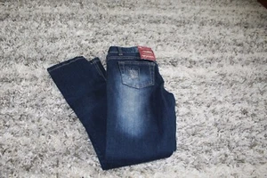 Arizona Girls Skinny Leg Jeans Size 8 Reg Dark Blue Distressed Wash Denim NWts - Picture 1 of 6