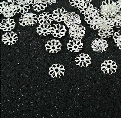 100Pcs Gold/Silver Plated Metal Charms Hollow Flower End Bead Caps DIY Findings# • 1.71€