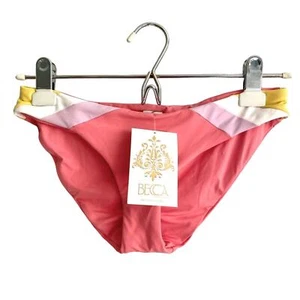BECCA Radiant Side Stripe Colorblock Hipster Bikini Bottoms XS Striped Swim New - Picture 1 of 10